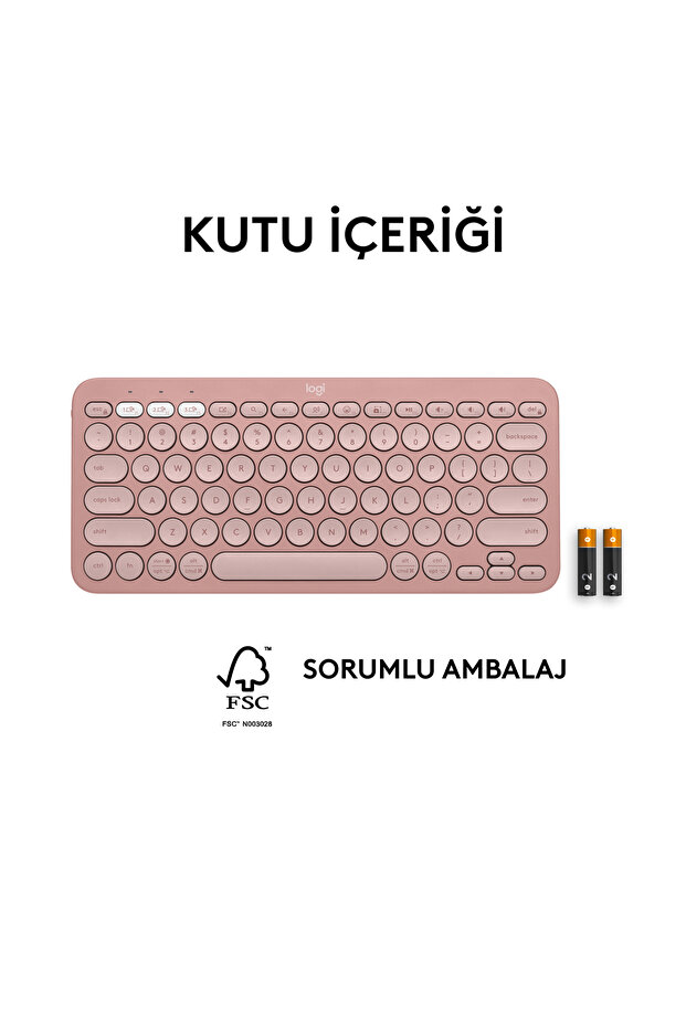 K380s Pebble Keys 2 Çoklu Cihaz Özellikli Bluetooth Türkçe Q Klavye, Pembe 920-011861 - 11