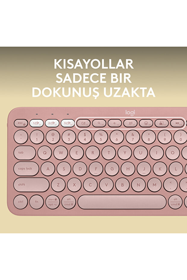 K380s Pebble Keys 2 Çoklu Cihaz Özellikli Bluetooth Türkçe Q Klavye, Pembe 920-011861 - 5