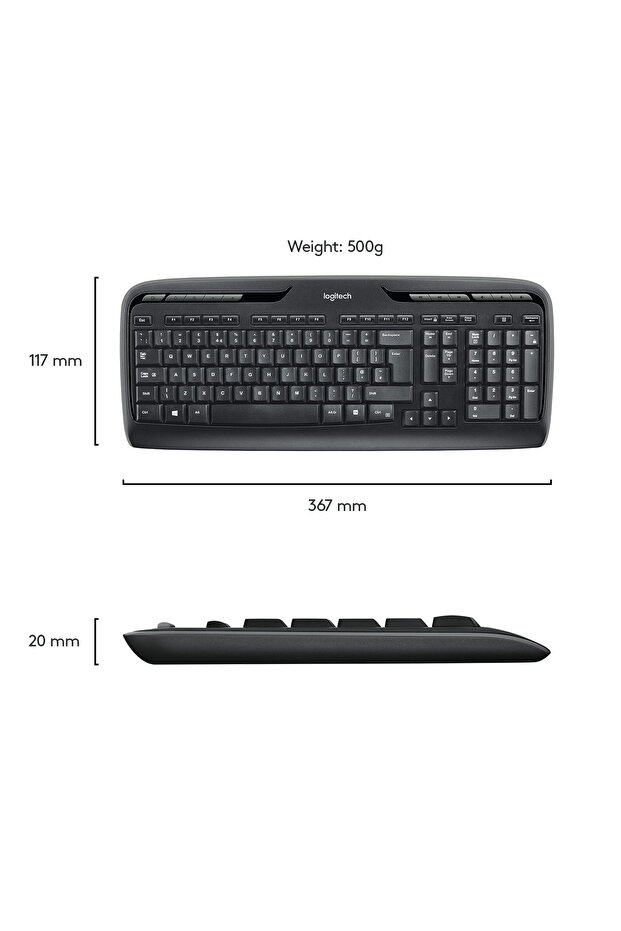 MK330 Kablosuz Türkçe Q Klavye Mouse Seti, Siyah 920-003988 - 11
