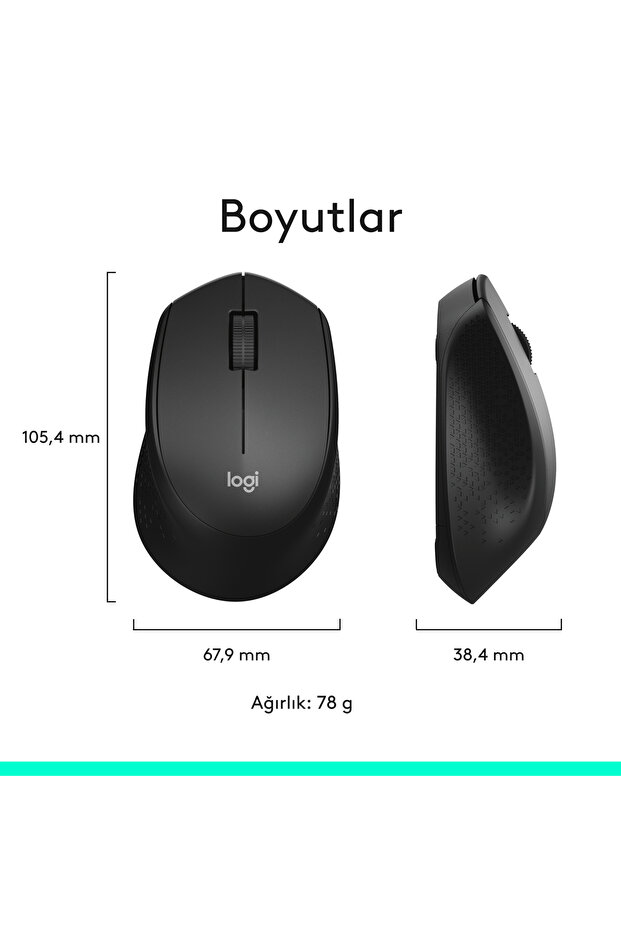 MK345 Kablosuz Türkçe Q Klavye Mouse Seti, Siyah 920-006514 - 10