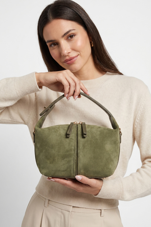 Island Green Suede Genuine Leather Women's Shoulder Bag