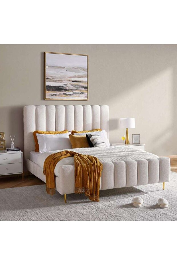 Kirby Queen Bed 160x200 Cm - Beige