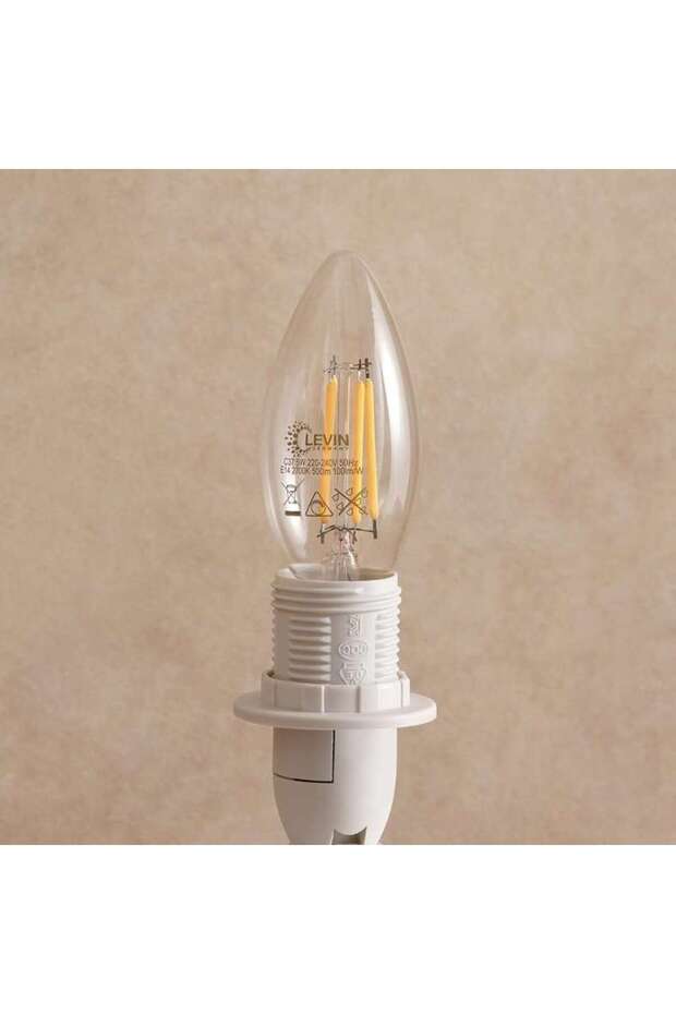 Levin Led C37 Filament Candle Bulb E14 5w 2700k Dimmable Warm Light - White