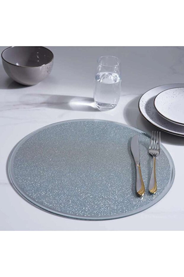 Gatsby Glass Placemat D38cm - Silver