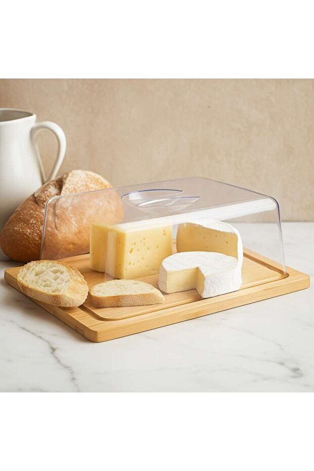 Natura Bamboo Rectangular Cheese Dome 25x20x8cm -Natural