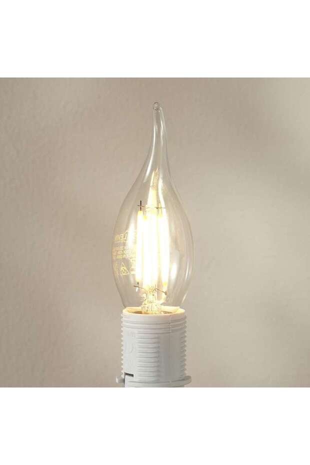 Levin Led C37 Filament Candle Bulb With Tail 4w E14 Warm Light - White