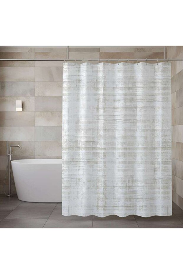 Distress Canvas Shower Curtain 180x180cm- Beige