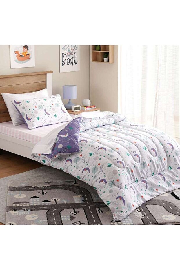 Space Dream 2-piece Single Comforter Set 135x220cm - Blue