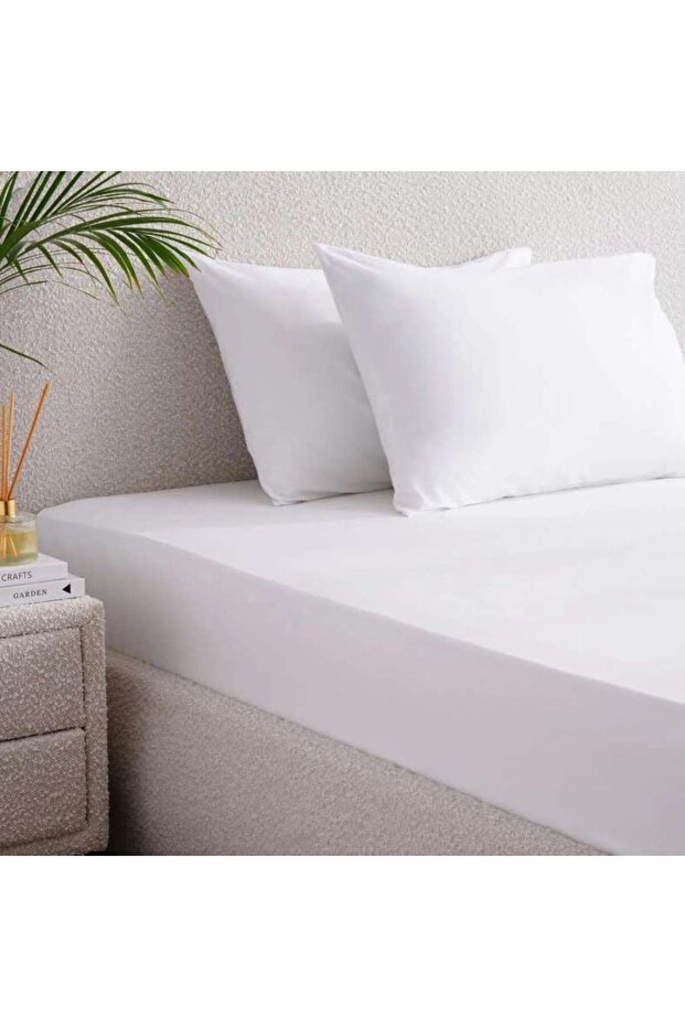 Retreat Queen Fitted Sheet 160x200+33cm-white