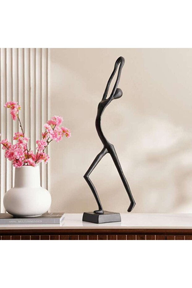 Gwen Metal Decor Dancing Lady Sculpture 28x70cm - Black