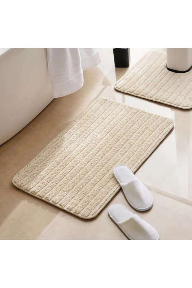 Trudo 2-piece Stripe Comfy Bathmat Set - Cream