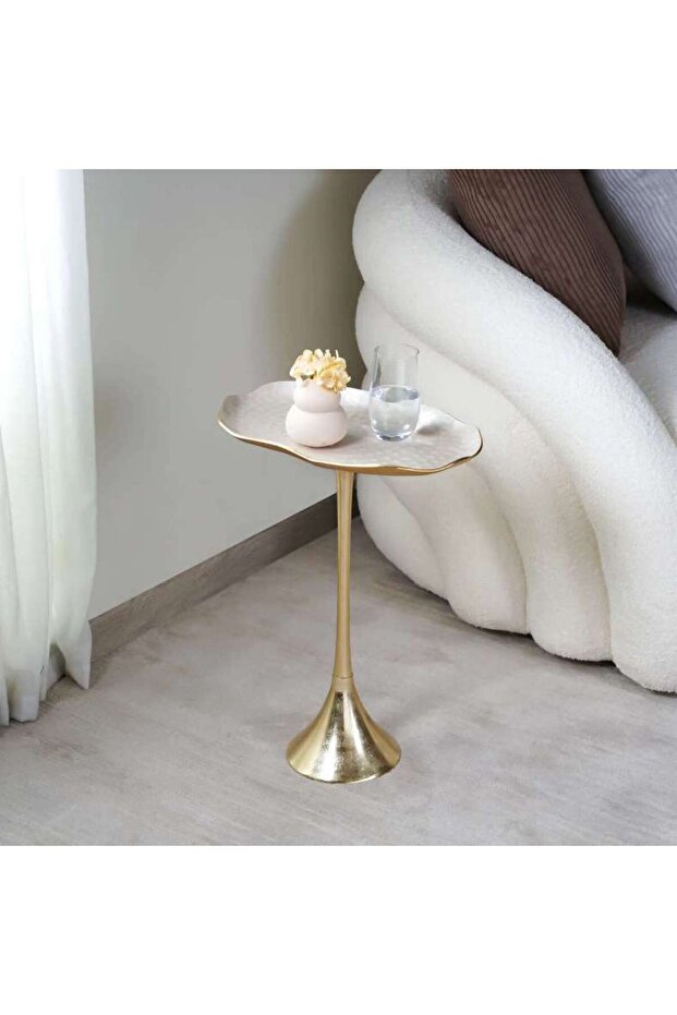 Alica Accent Table Enamel - Beige Gold