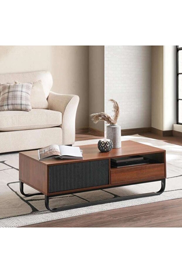Rosil Coffee Table Medium Curved Legs - Walnut