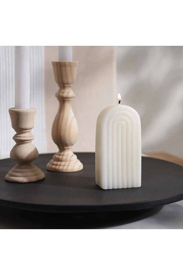 Willa White Ribbed Arch Shaped Deco Candle 190gm - 8hrs