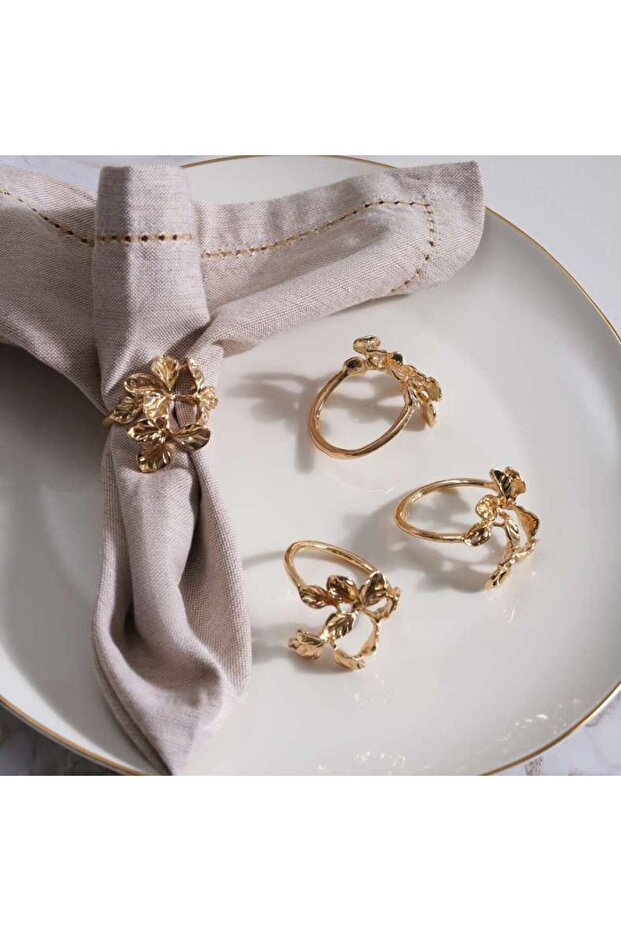 Collins 4-Piece Napkin Ring Set D4.5cm - Gold