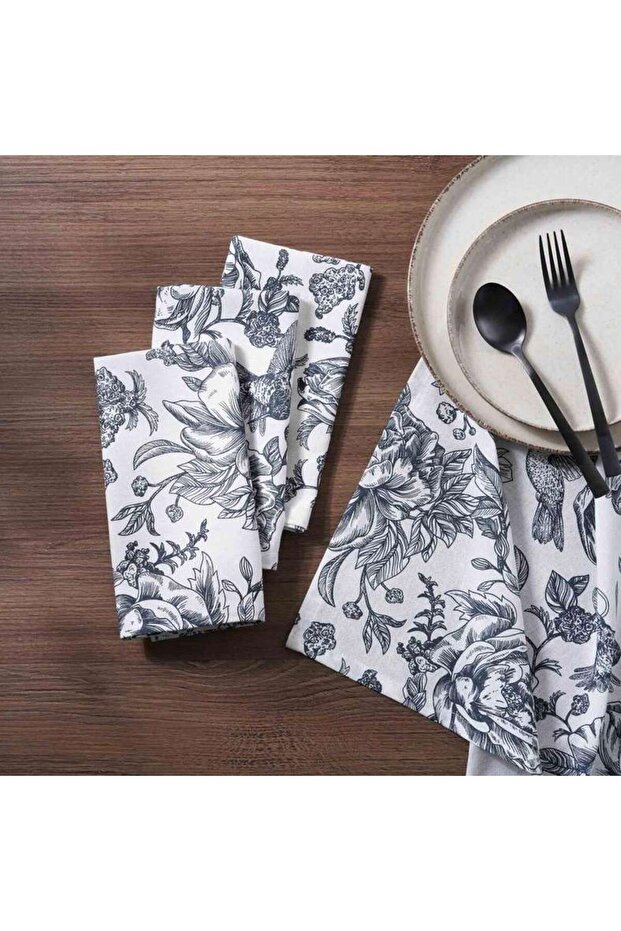 Affinity Floral 4-piece Napkin Set 45x45cm - Blue