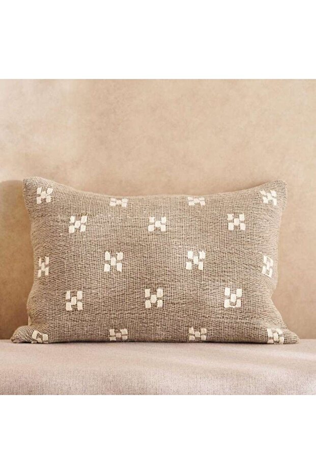 Pinwheel Linen Dotty Down Feel Filled Cushion 40x60cm - Linen
