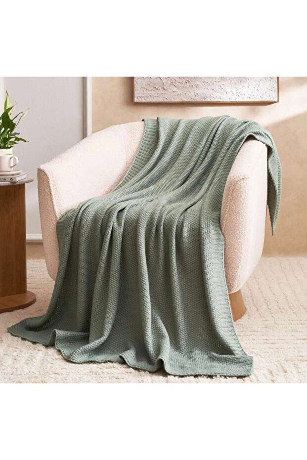 Alphard Knitted Throw 140x180cm - Chive