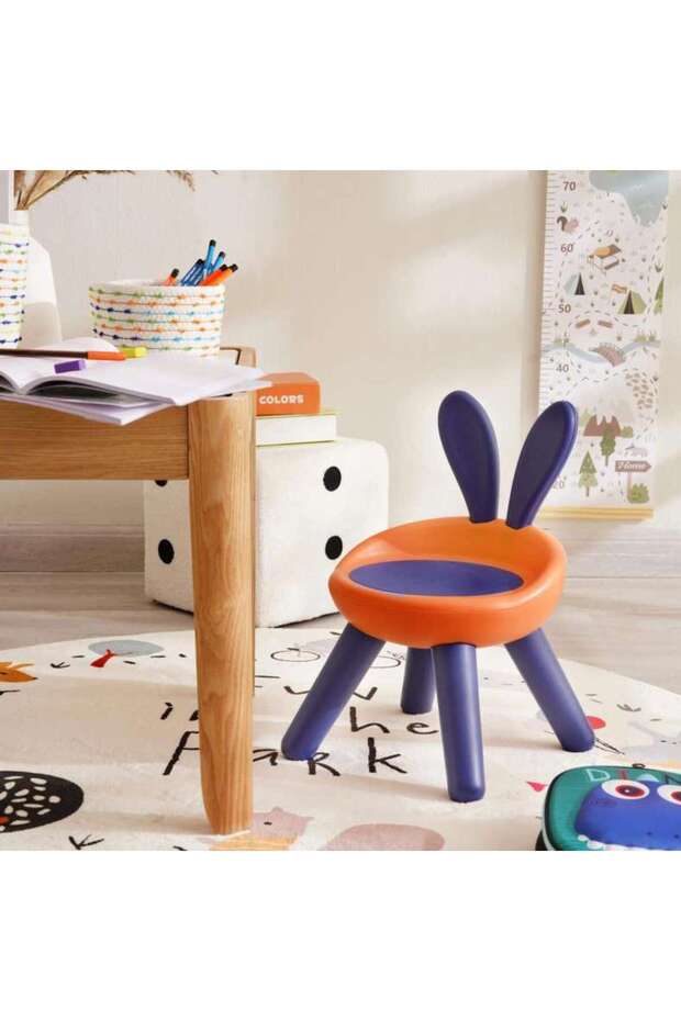 Trady Child Rabbit Ear Backrest Chair 28x28x42cm - Navy
