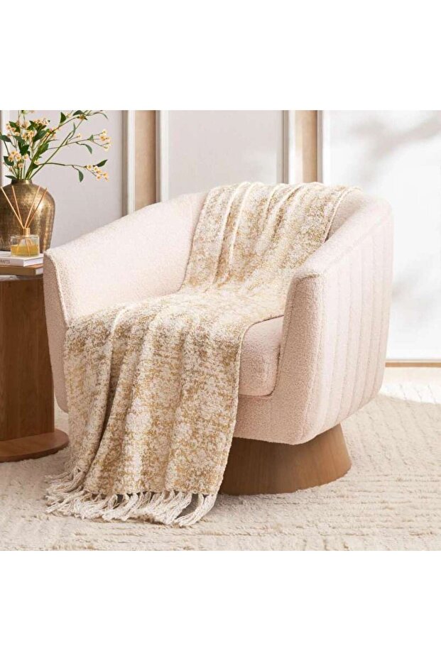 Intersteller Throw With Fringe 130x170 Cm-gold