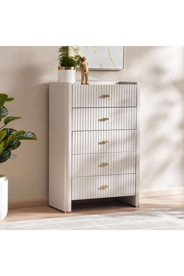 Humana Chest Of 5 Drawer - Grey High Gloss