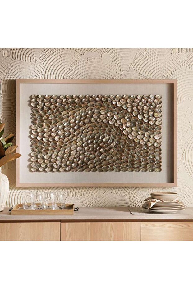 Braska Handcrafted Shell Shadow Box 120x80cm - Beige