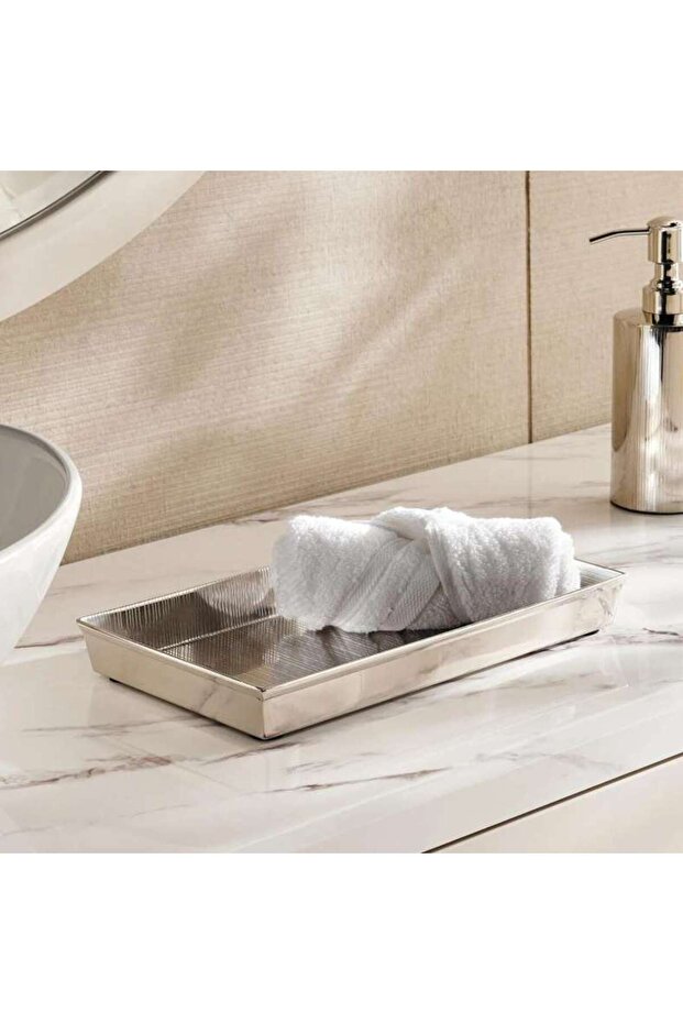 Meteor Metal Towel Tray 27x15x3cm - Silver