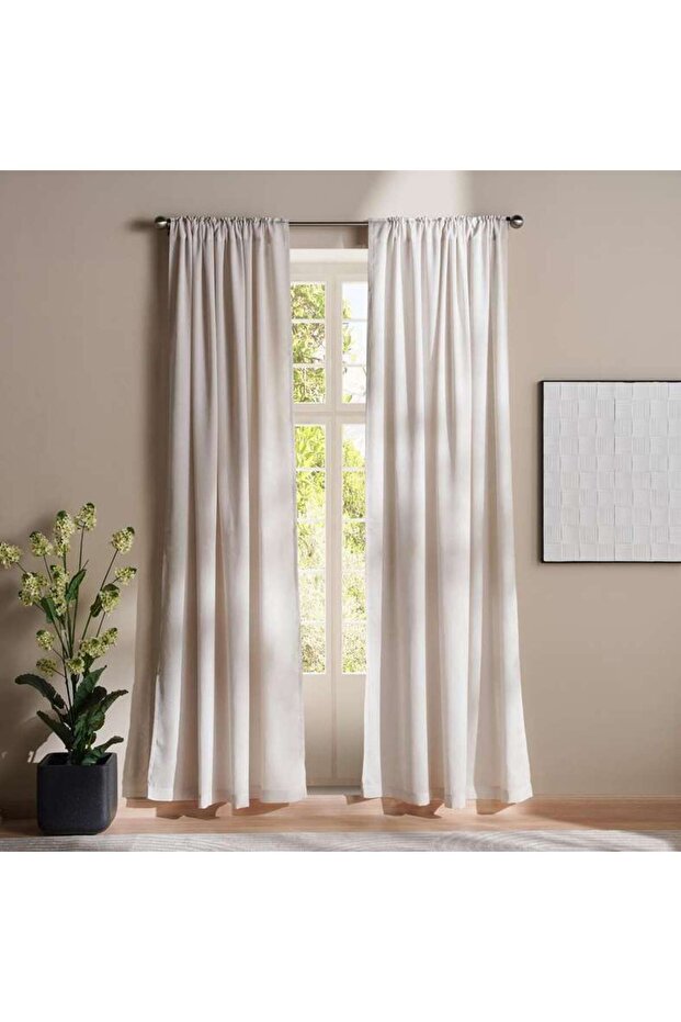 Halsey Sheer 2 Piece Curtain Set 135x300cm - Beige