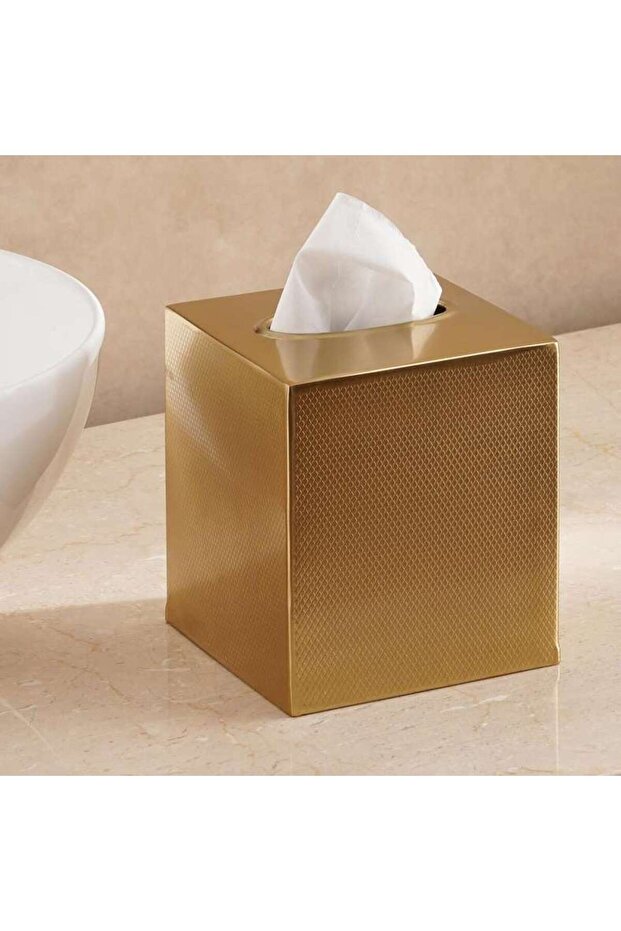 Caspian Metal Tissue Box 13 X 13 X 15.25cm - Gold