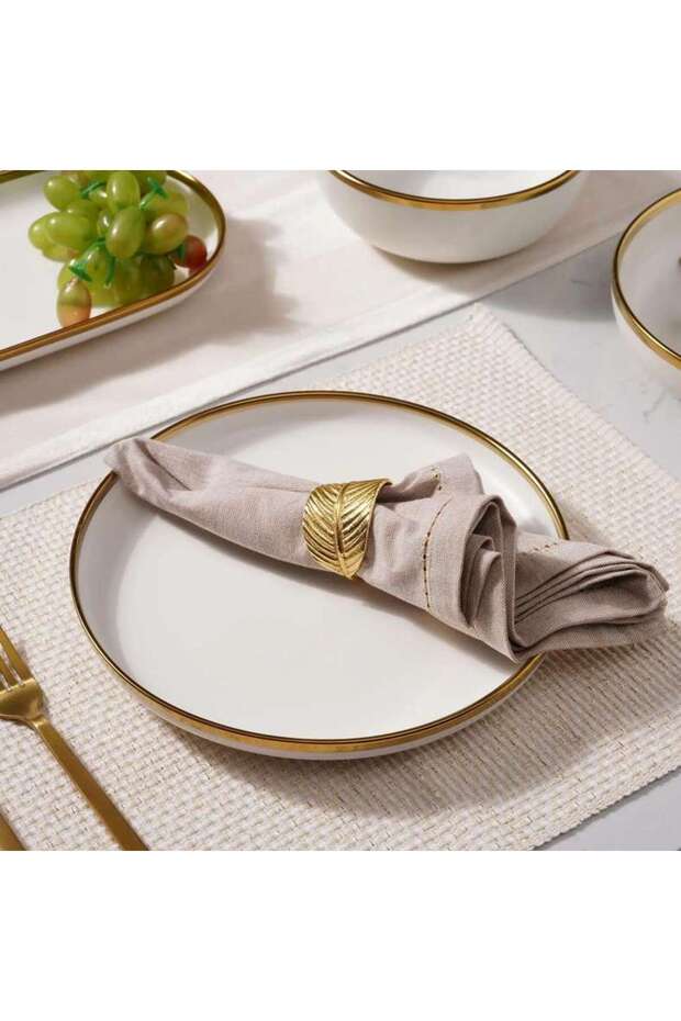 طبق عشاء ريجال بقطر 24 سم - أبيض وذهبي
