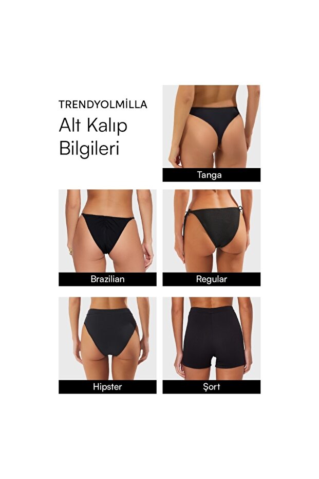 Saks Tek Omuz Kaplı Hipster Yüksek Bel Regular Basic Bikini Takımı TBESS24BT00126 - 10