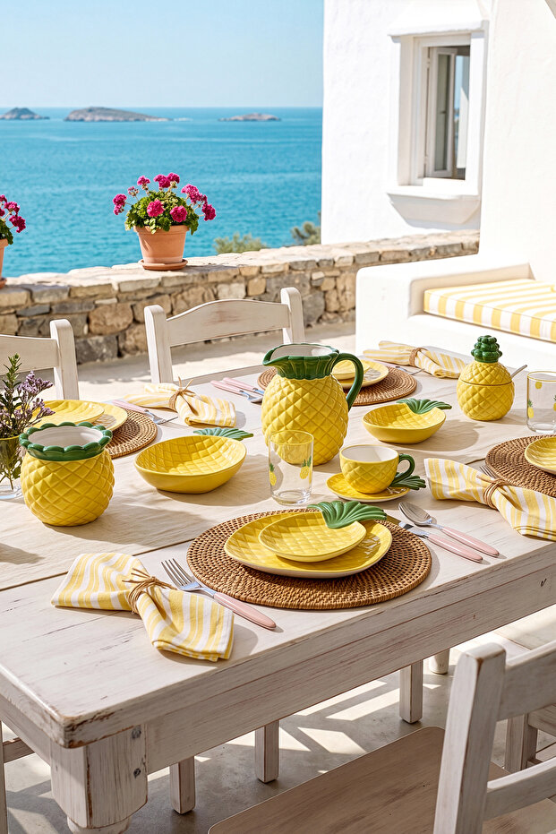 Pineapple Pineapple Patterned Soft Drink Glass 420 ml - 11