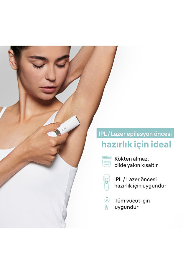Body Mini Trimmer BS1000 Vücut Tüy Kesme Makinesi + Düzeltici Tarak, Pil ve Temizleme Fırçası - 2
