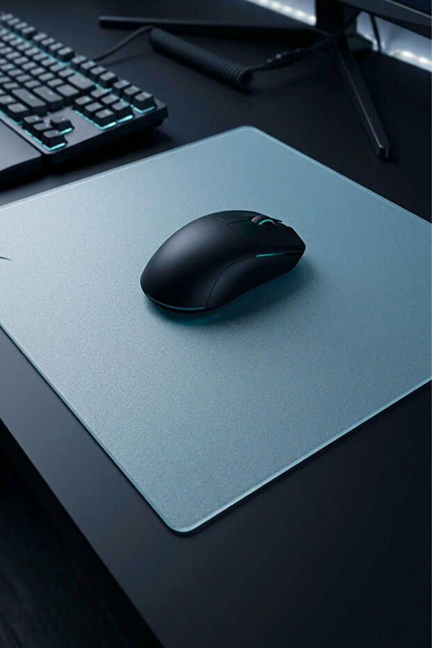 Vision Cam Mouse Pad Rubber Base 450X400X3Mm Micro-Etched Glass Slip Resistant Gaming Gray