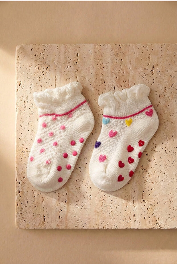 Baby girl's 2-piece colorful silicone sole step socks