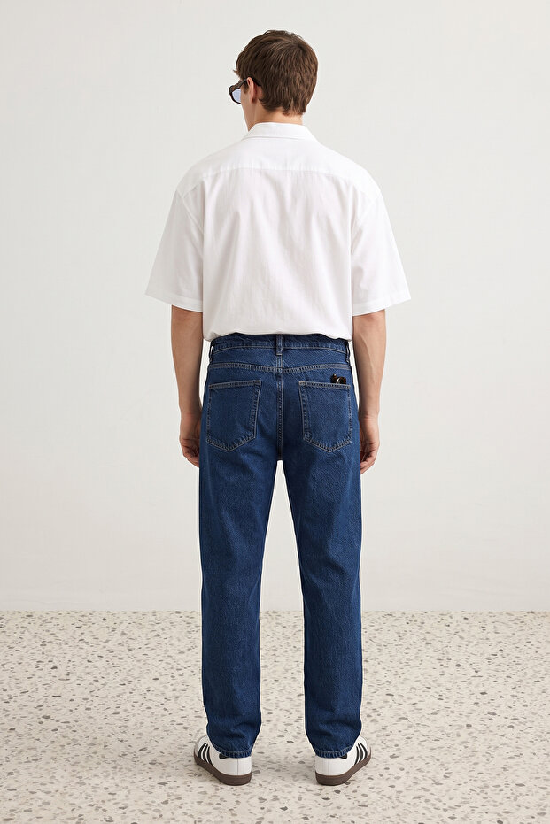 Lacivert Baggy/90's Straight Fit Jeans Bol Kot Pantolon TMNSS24JE00012 - 4