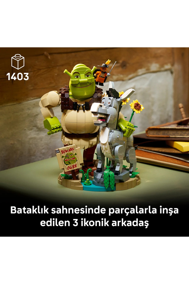® Shrek: Şrek, Eşek ve Çizmeli Kedi 72423 - 18+ Yaratıcı Model Yapım Seti (1403 Parça) - 6