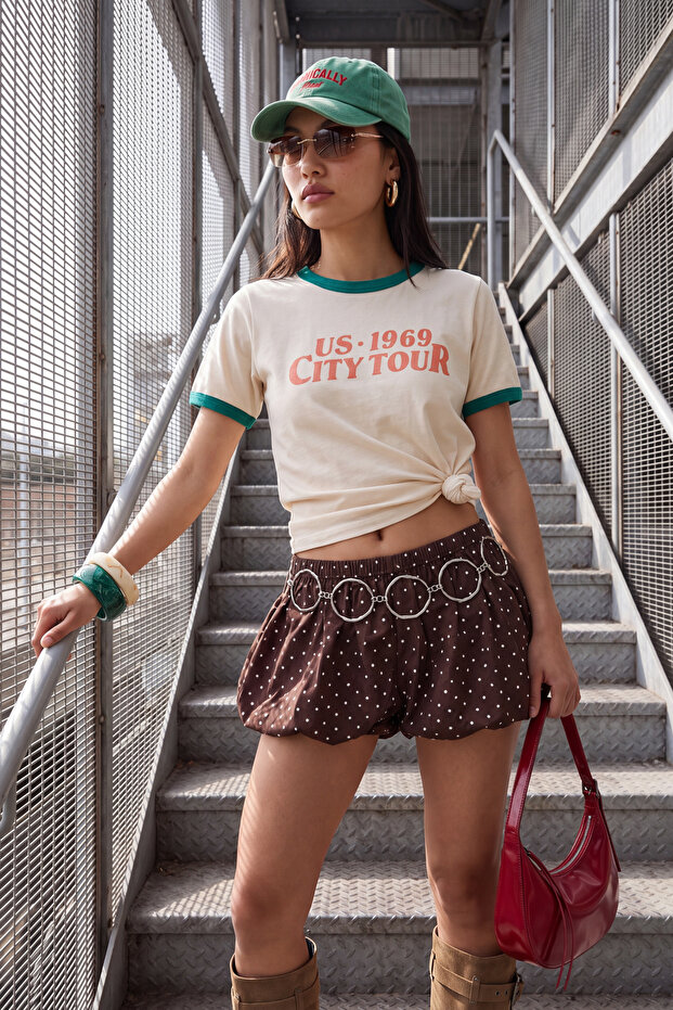Taş Slogan Regular Bisiklet Yaka Standart Kol Kısa %100 Pamuk Örme T-Shirt TWOSS26TS00213 - 1