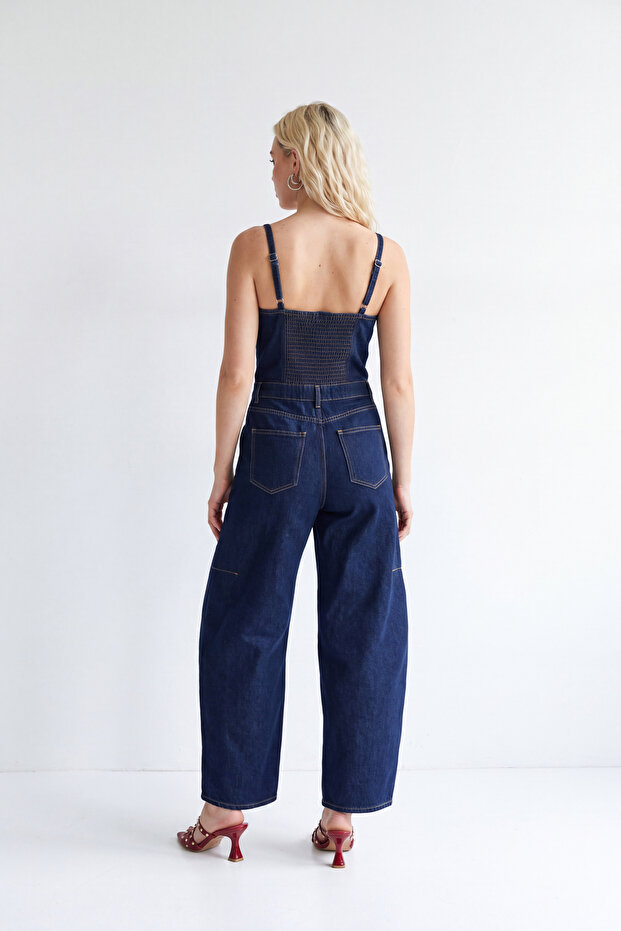 Teen Mavi Askılı Az Esnek Baggy Fit Denim Tulum TWOSS26TU00001 - 5