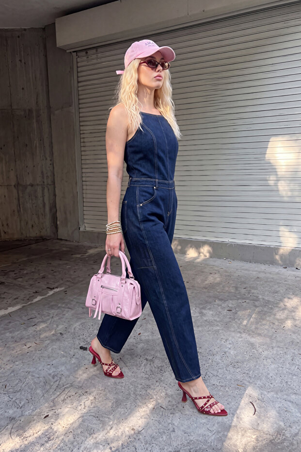 Teen Mavi Askılı Az Esnek Baggy Fit Denim Tulum TWOSS26TU00001 - 2