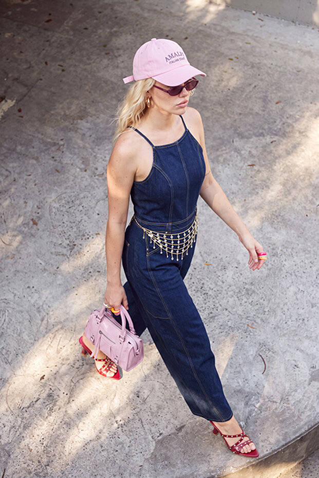 Teen Mavi Askılı Az Esnek Baggy Fit Denim Tulum TWOSS26TU00001 - 1