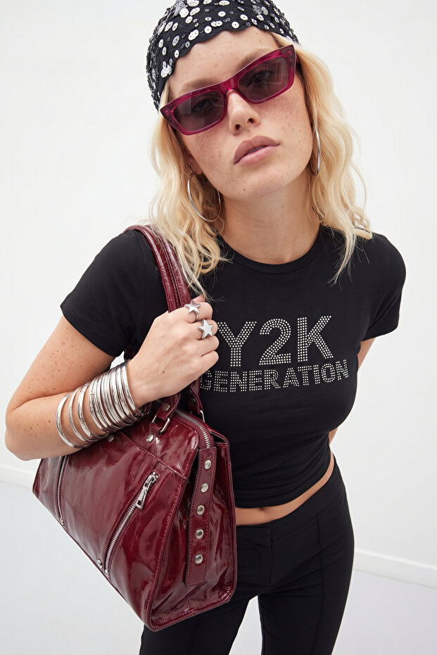 Teen Bordo Maksi Boy Kadın Omuz Çantası TAKSS26OC00047 - 2