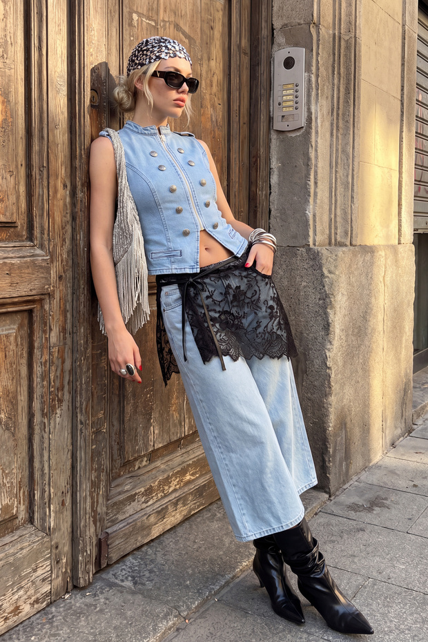 Mavi Düğme Detaylı Napolyon Denim Yelek TWOSS26YE00068