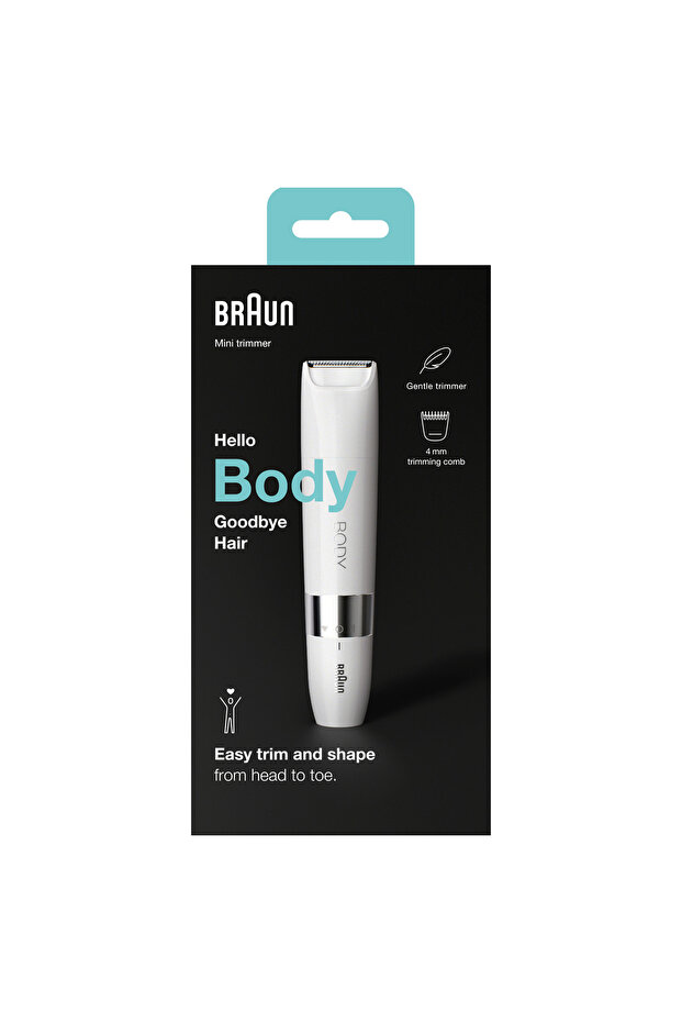 Body Mini Trimmer BS1000 Vücut Tüy Kesme Makinesi + Düzeltici Tarak, Pil ve Temizleme Fırçası - 8
