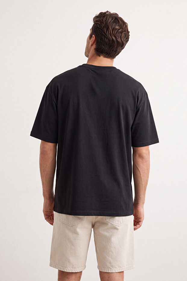 Unisex Siyah-Siyah Oversize 2'li Paket Basic %100 Pamuklu T-Shirt TMNSS24TS00038 - 6