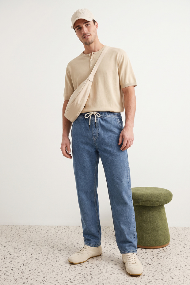 Mavi Regular Fit Beli Lastikli Geniş Kalıp Bol Kot Pantolon Jeans TMNAW24JE00025 - 1