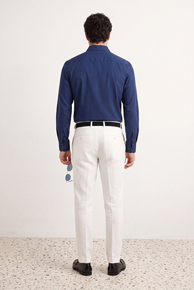 Lacivert Slim Fit Kolay Ütülenebilir Smart Erkek Gömlek TMNAW24GO00096 - 4