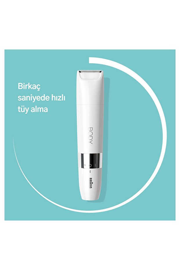 Body Mini Trimmer BS1000 Vücut Tüy Kesme Makinesi + Düzeltici Tarak, Pil ve Temizleme Fırçası - 5