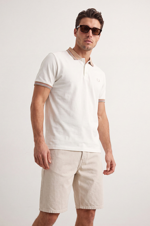 Lacivert-Beyaz 2'li Paket Slim/Dar Kesim Geyik Nakışlı %100 Pamuklu Polo Yaka T-Shirt TMNSS24PO00031 - 3