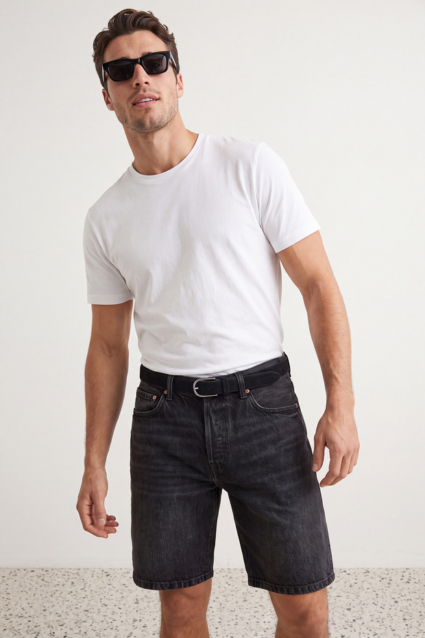 Siyah-Beyaz-Antrasit-Bordo -Lacivert Slim/Dar 5'li Basic %100 Pamuklu T-shirt TMNAW20TS0243 - 14